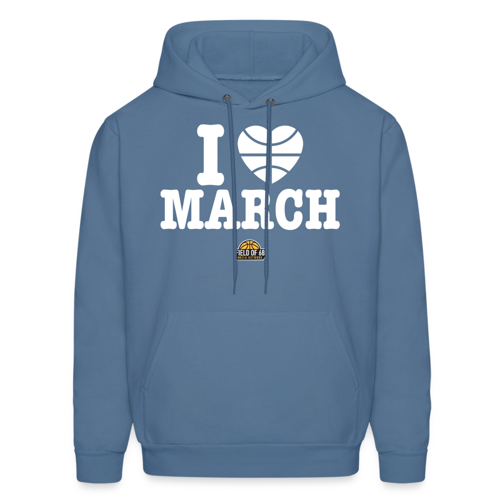 The I Love March Hoodie - denim blue