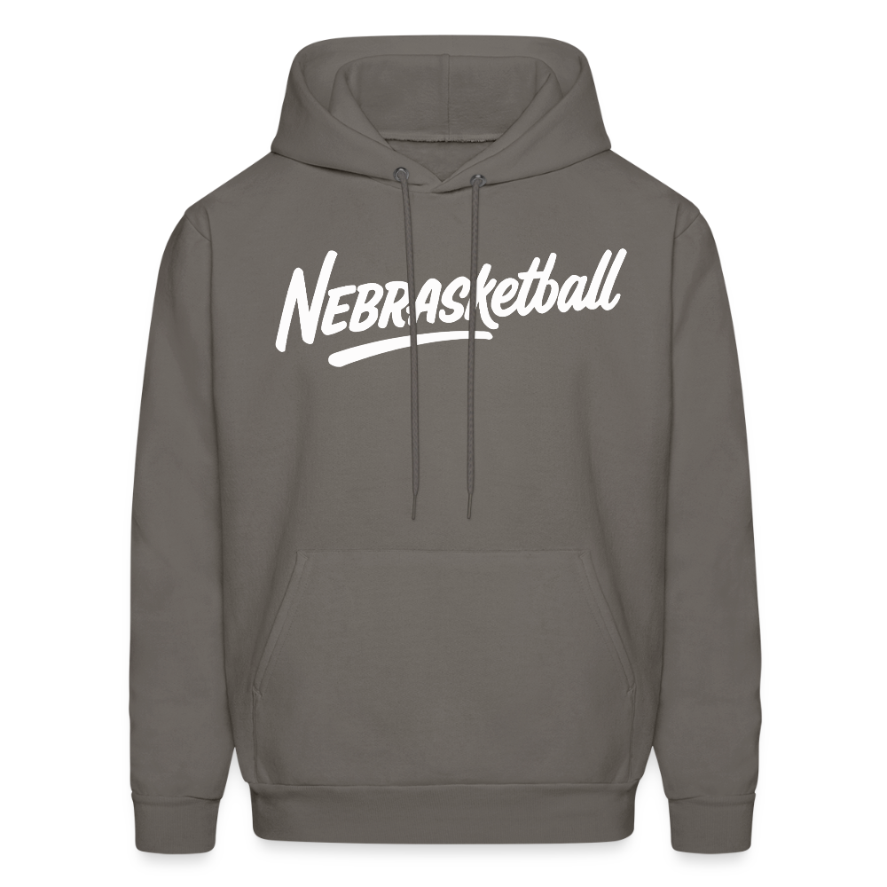 Nebrasketball Men's Hoodie (White) - asphalt gray