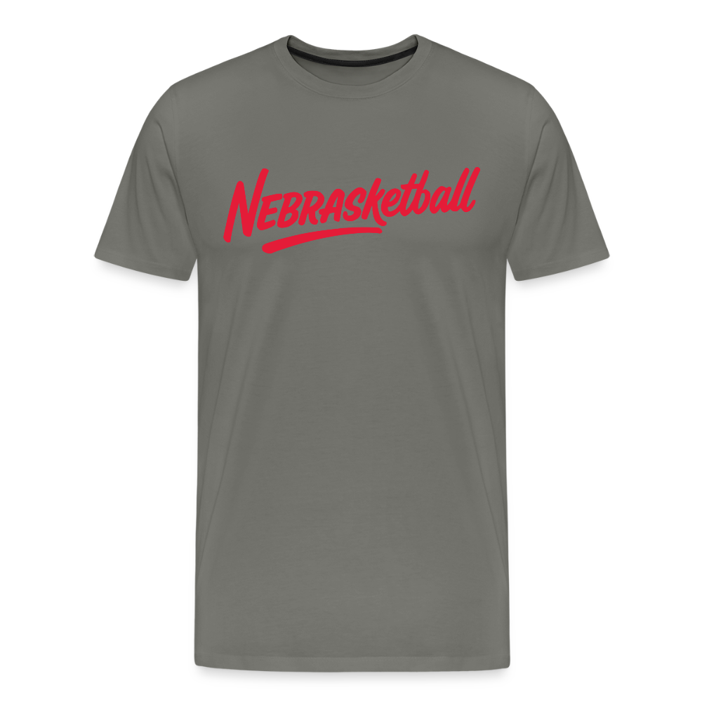 Nebrasketball Tee (Red) - asphalt gray