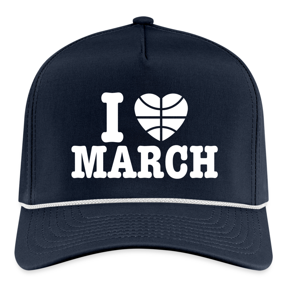 The I Love March Rope Cap - navy/white